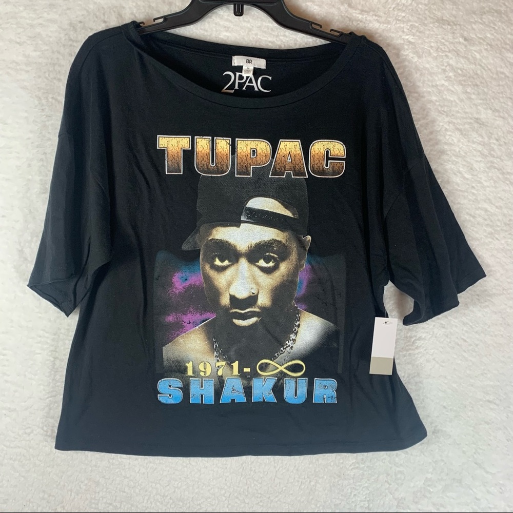 BP. Women's T-Shirt Black Size Medium‎ M Knit Tupac Shakur Graphic NWT. 
4674